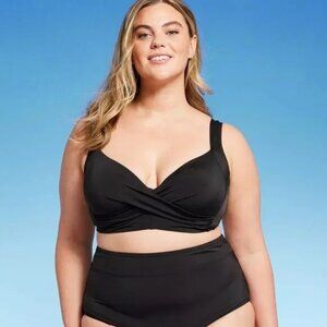 NEW Lands' End Women's UPF 50 Underwire Twist-Front Bikini Top - Size 12